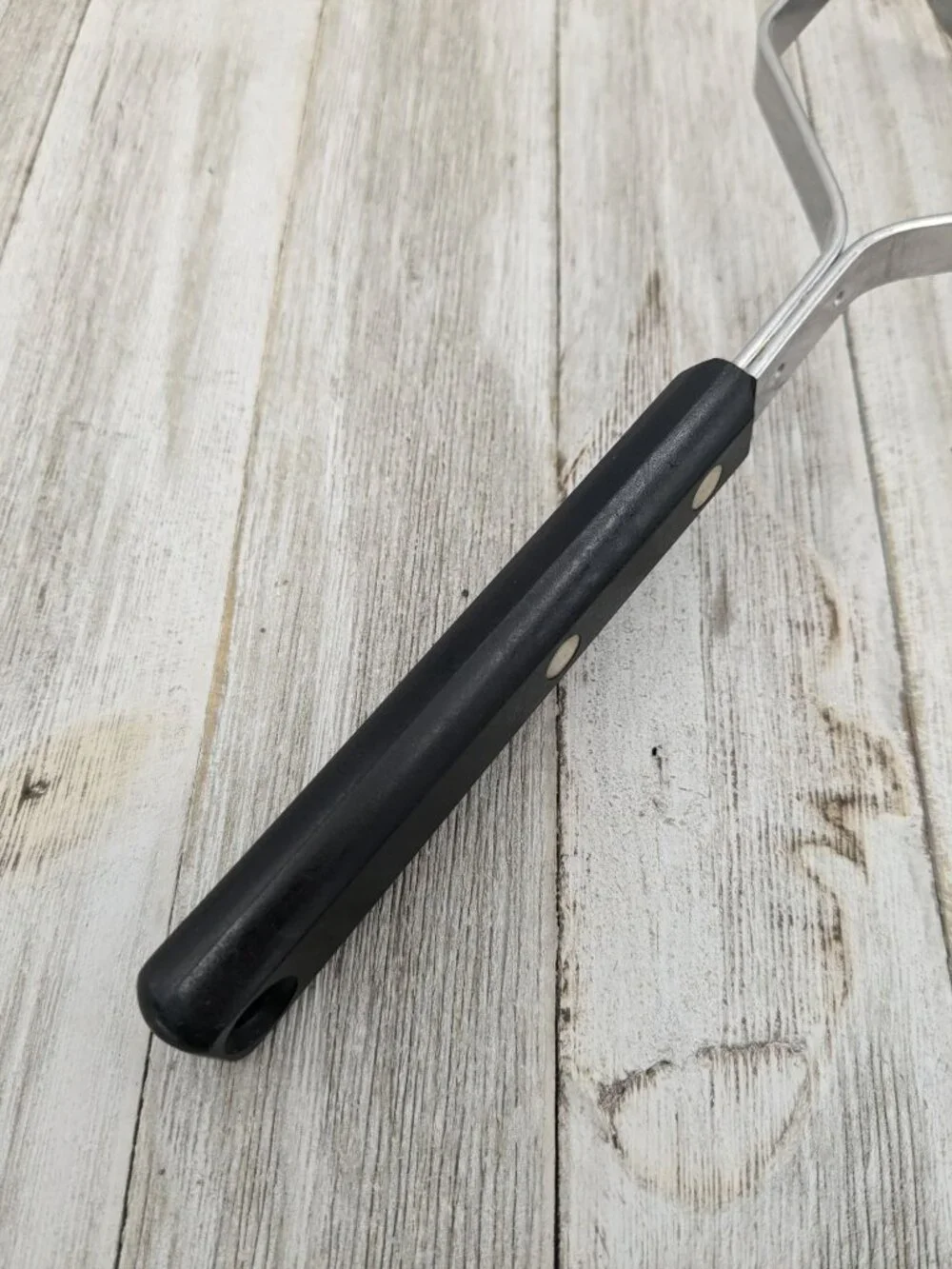 Vintage EKCO Forge #1 Potato Vegetable Masher Black Handle Utensil 9